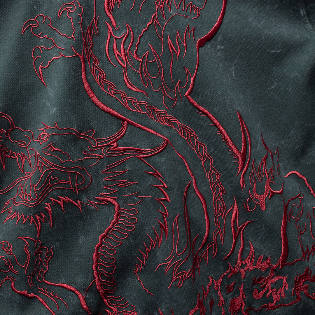 Dragon Embroidered Hooded Zip Up