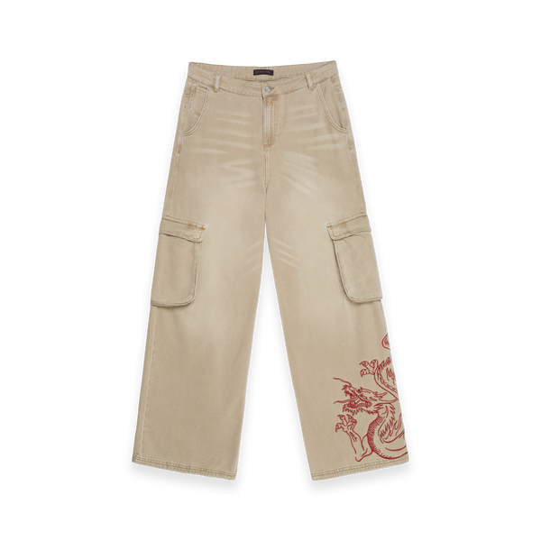 Dragon Embroidered Baggy Denim
