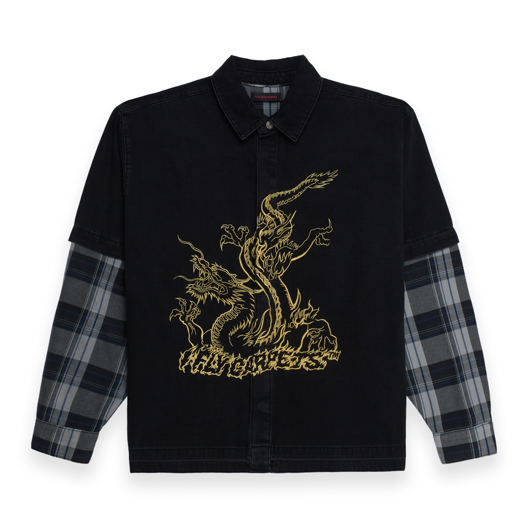 Dragon Embroidered Double Layer Flannel