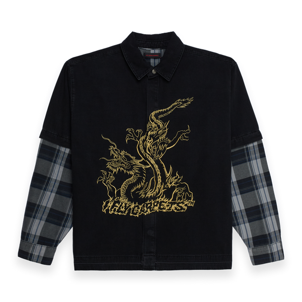 Dragon Embroidered Double Layer Flannel