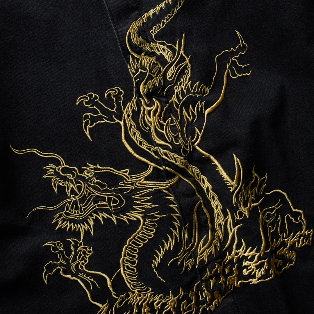Dragon Embroidered Double Layer Flannel