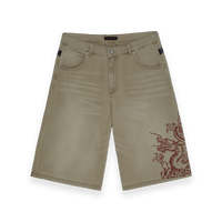 Dragon Embroidered Baggy Jorts