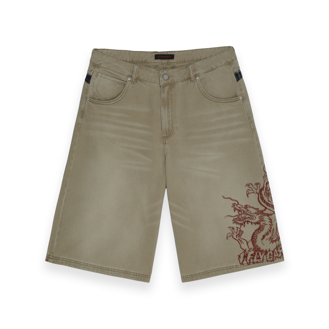 Dragon Embroidered Baggy Jorts
