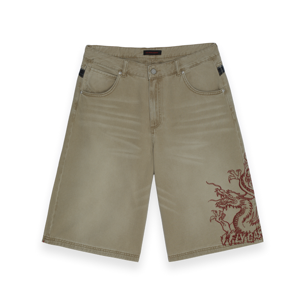 Dragon Embroidered Baggy Jorts