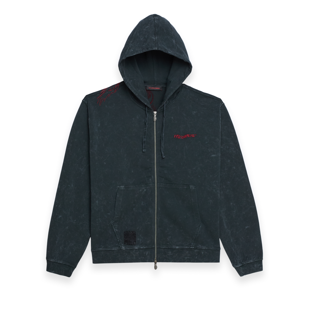 Dragon Embroidered Hooded Zip Up