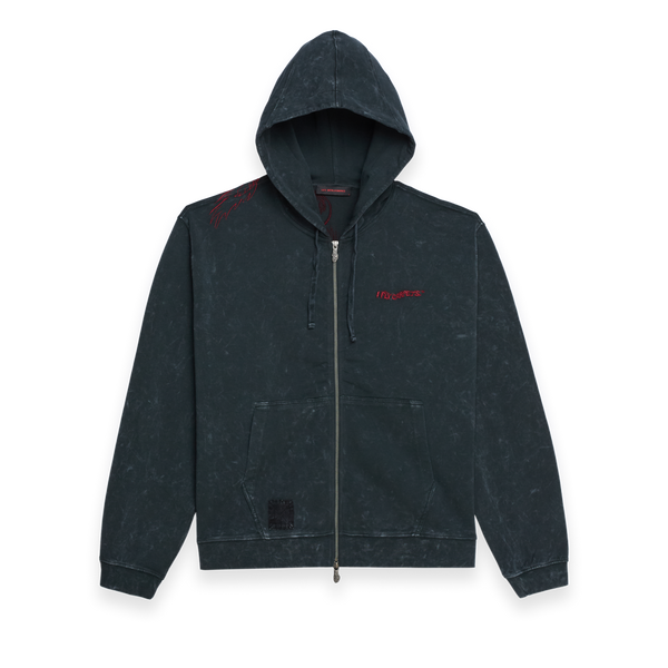 Dragon Embroidered Hooded Zip Up